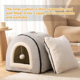 Cat Bed for Indoor Cats Foldable cat cave Anti-Slip   Water-Resistant Bottom cat Houses for Indoor Cats or Small Dogs Kitten Tent (size: Grey    M)