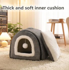 Cat Bed for Indoor Cats Foldable cat cave Anti-Slip   Water-Resistant Bottom cat Houses for Indoor Cats or Small Dogs Kitten Tent (size: Dark Grey   M)