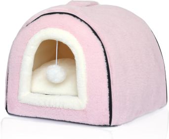 Cat Bed for Indoor Cats Foldable cat cave Anti-Slip   Water-Resistant Bottom cat Houses for Indoor Cats or Small Dogs Kitten Tent (size: Pink   M)